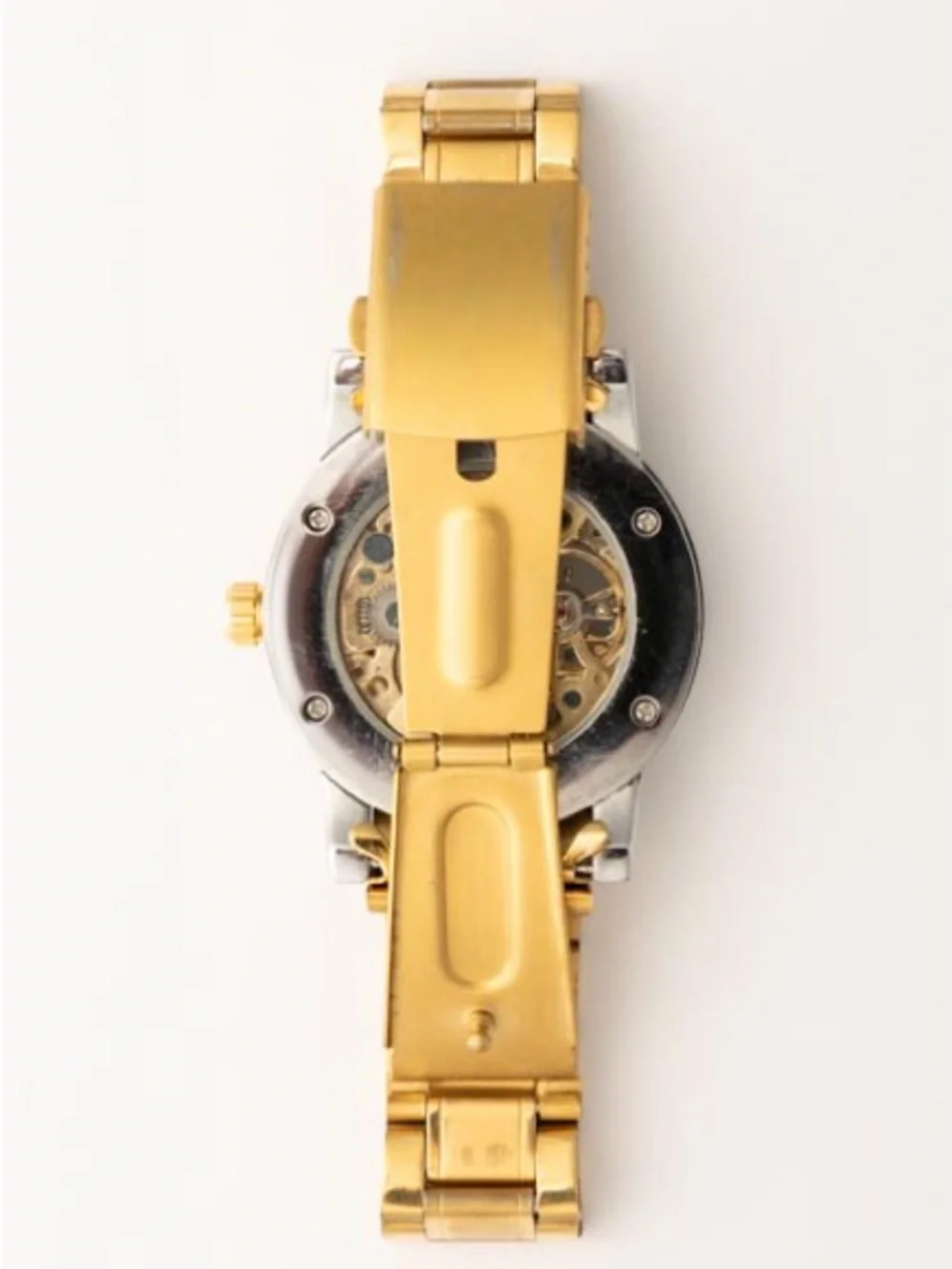 Gold Skeleton Dial Mechanical Wristwatch